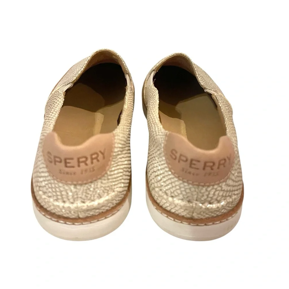 Women's SPERRY Gold Cup Gold Slip Ons Reptile Sneakers Shoes - Picture 6 of 7